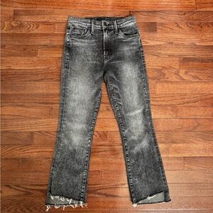 MOTHER size 25, the insider crop step fray ankle jean in train stops
